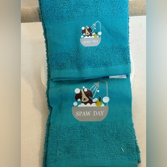 Pet Dog 2 pack hand Towel and Wash cloth- Teal NWT - Picture 1 of 8